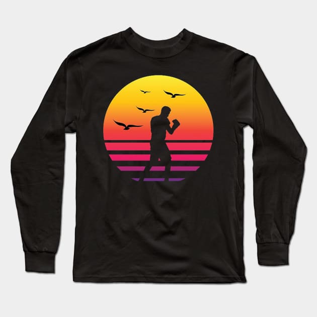 Vintage Retro Boxing T-Shirt Long Sleeve T-Shirt by  El-Aal